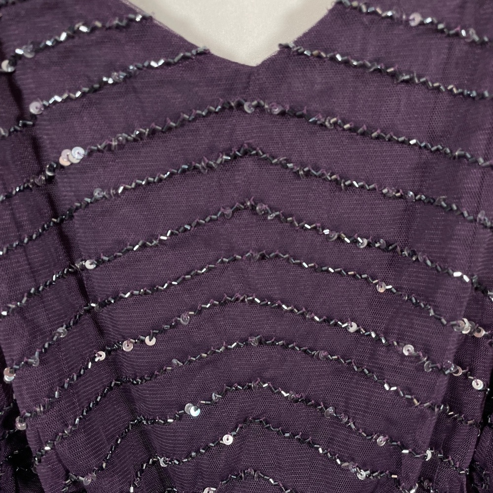 NEW Adrianna Papell Embellished Blouson Gown in Amethyst/Gunmetal [SZ 10‎ ] - Picture 10 of 14